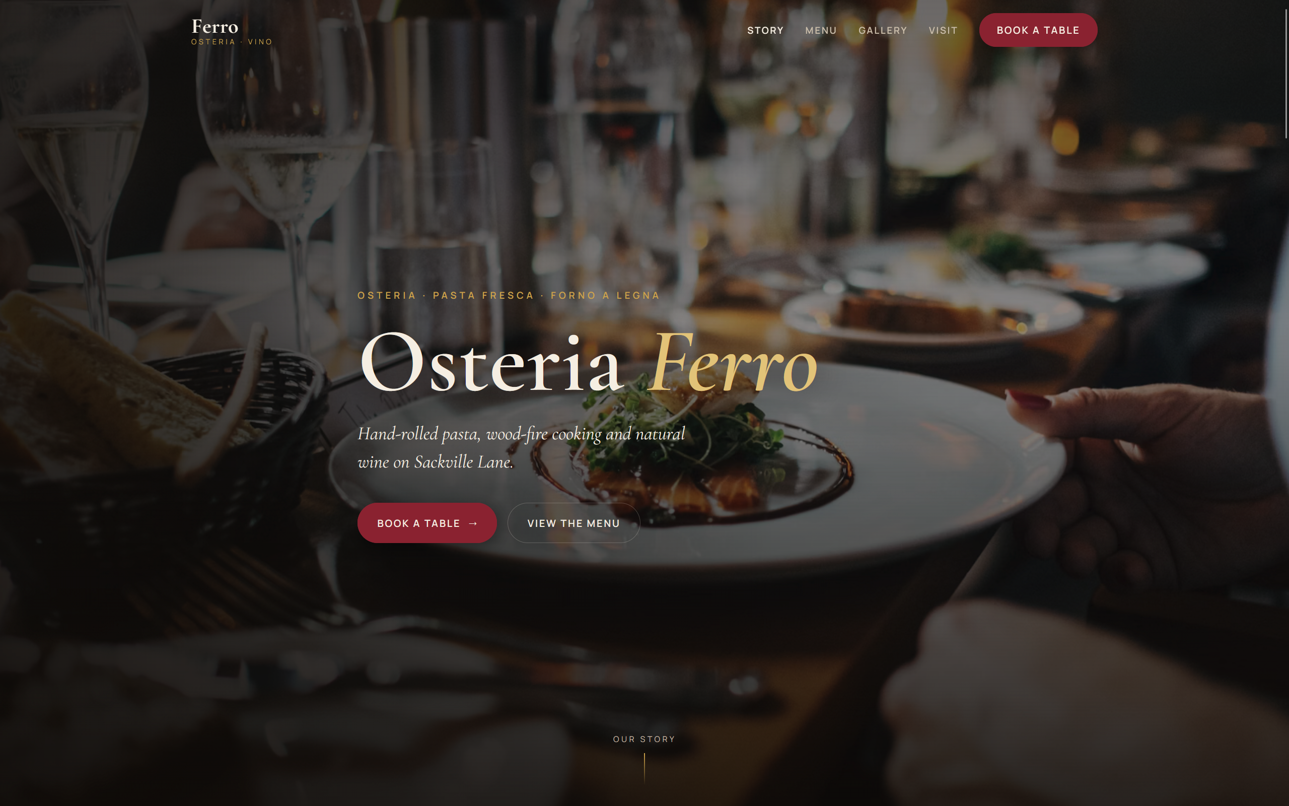 Osteria Ferro demo website homepage