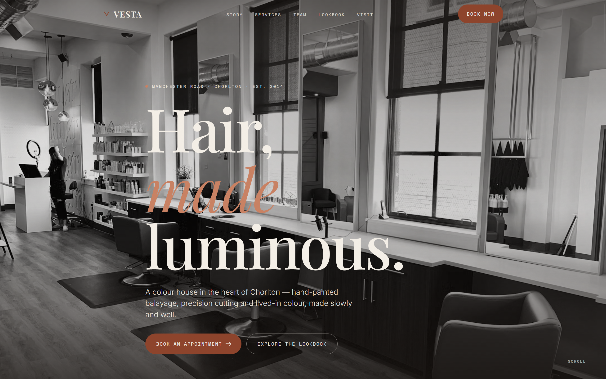 Vesta Barber demo website homepage